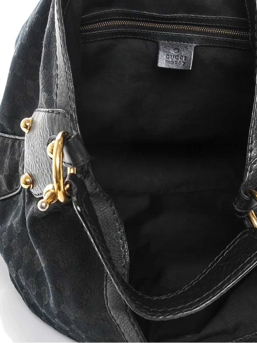 Gucci Monogram Large Jockey Hobo Black